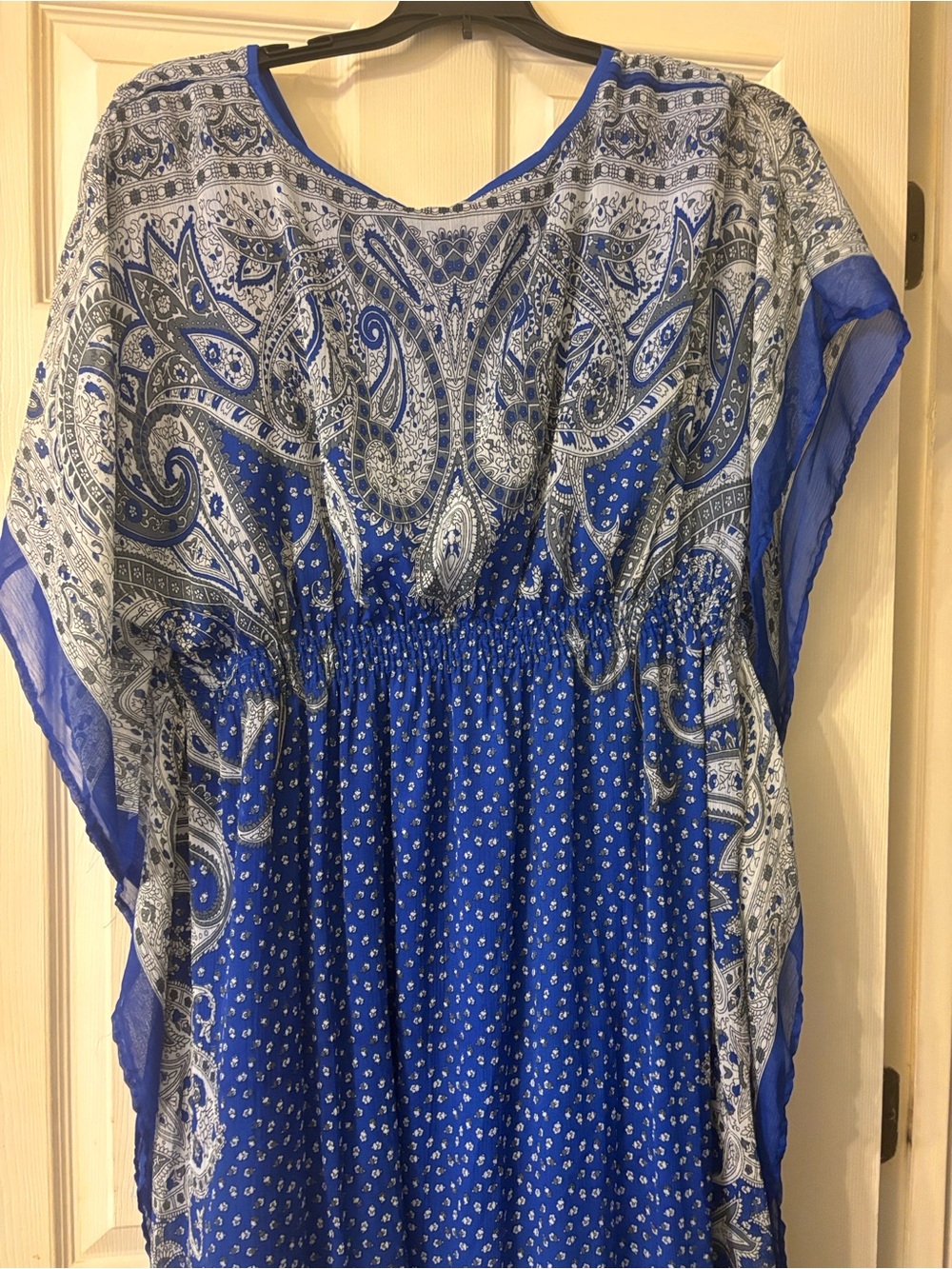 Blue Paisley Boho Maxi Kaftan Dress - Picture 6 of 7